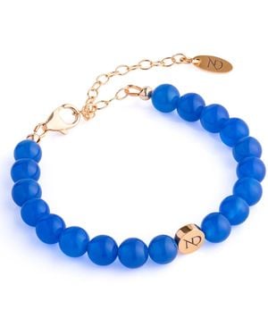 N'damus London Adjustable Agate Gemstone Bracelet & Chain - Blue
