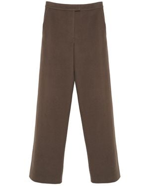 InAvati Wool Straight Cocoa Trousers - Brown