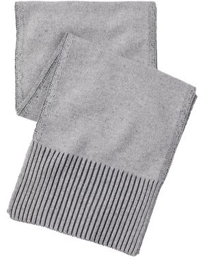 Salts Cashmere Scarf With Rib Trim - Grey