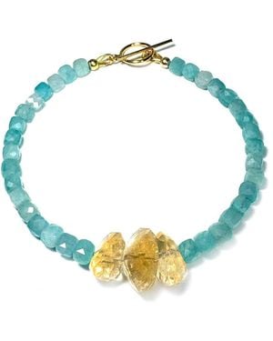 Rachel Nathan Slim: Amazonite & Citrine Nuggets Bracelet - Blue