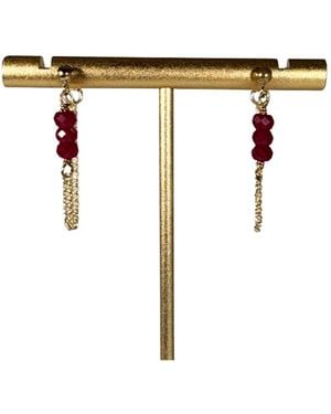 Rachel Nathan Post: Ruby & Chain Earrings - White