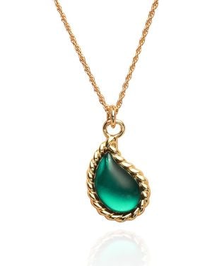 Classicharms Chain Drop Shape Emerald Pendant Necklace - Blue