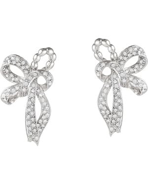 Grosse Platinum & Crystal Bow Earrings, Series Cinta - Metallic