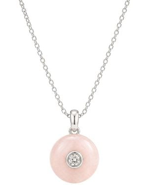 Lily Flo Jewellery Rose Quartz Diamond Pendant Necklace - Metallic