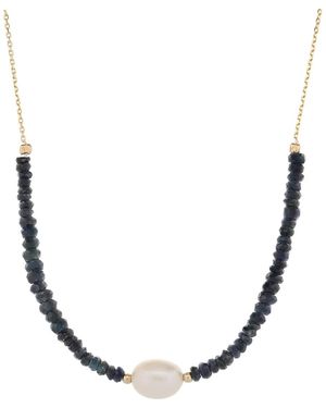 Ebru Jewelry Timeless Sapphire Pearl Choker Necklace - Metallic