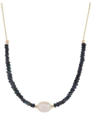Ebru Jewelry Timeless Sapphire Pearl Choker Necklace - Metallic