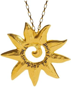 Ebru Jewelry The Sun Also Rises Engraved Pendant Necklace - Metallic
