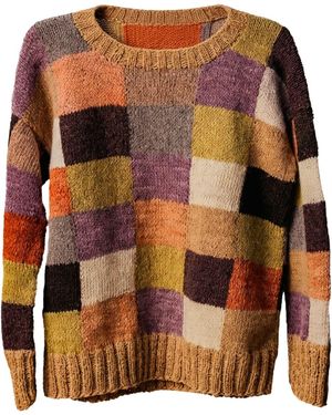 Charkha & Loom Monal Patchwork Pullover Multicolour - Brown