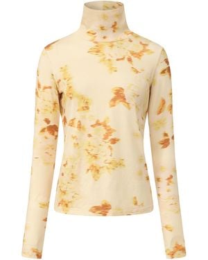FRONT ROW SHOP Rosetta Long Sleeve Turtleneck Top - Yellow