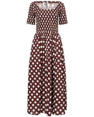 Amy Lynn Matilda Pure Cotton Polka Dot Midi Dress - Purple