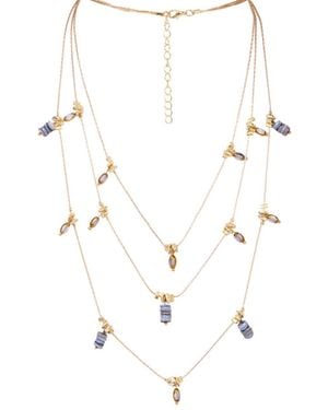 Saachi Multi Layered Dark Necklace - Metallic