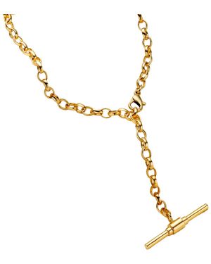 Posh Totty Designs Plated Chunky Belcher Chain T Bar Lariat Necklace - Metallic