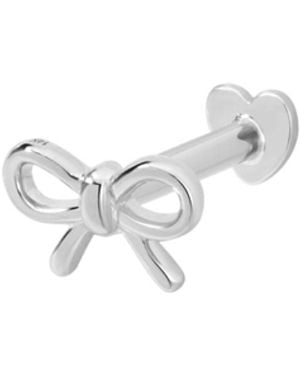 Vanhi 14K Solid Bow Tie Flat Back Stud - White