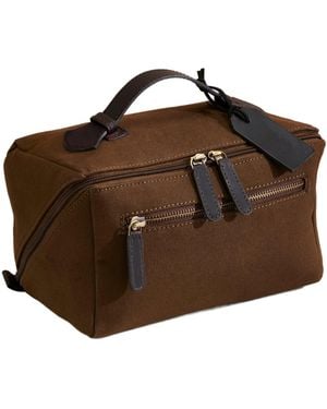 Posh Totty Designs Dark Canvas Lay Flat Wash Bag - Brown