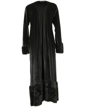 Jennafer Grace Velvet Faux Fur Cuff Coat - Black