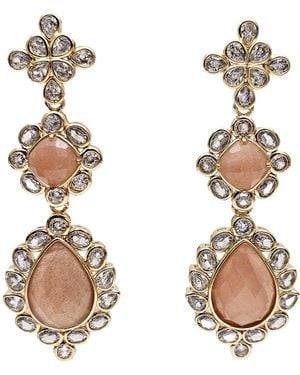 Farra Sunstone Setting Statement Earrings - Metallic