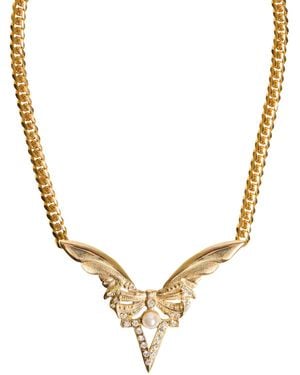 Caramel Vintage Jewellery Winged Pearl Statement Necklace - Metallic