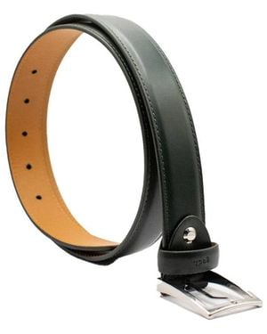 godi. Handmade Dark Leather Belt – Calfskin Lined With Stainless Steel Buckle - Black