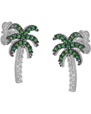 Spero London Palm Tree Sterling Stud Earrings - Green