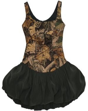 28Natelier Neutrals Camo Drop Waist Bubble Dress - Black