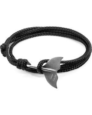 Anchor and Crew Think Ocean Big Whale & Rope Bracelet - Black
