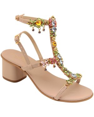DAMAPREZIOSA Matilde High Hill Jewelled Sandals - Metallic