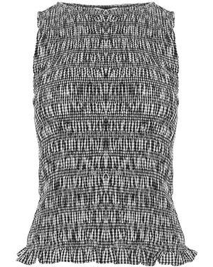Amy Lynn Sonya Gingham Top - Grey
