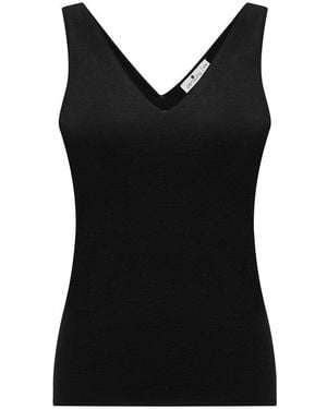 Peraluna Ruby Top V-Neck Fine Knit Tank Top - Black