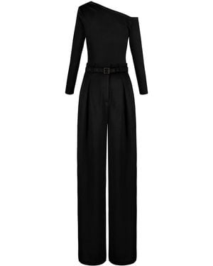 ALINA CERNĂTESCU Malbec Set Viscose Elegant Work-To-Evening Long Sleeve Top & High-Waisted Pleated Pants With Pockets - Black