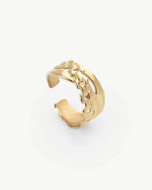 Elk & Bloom Molten Moment Chunky Abstract 14K Chain Ring - White