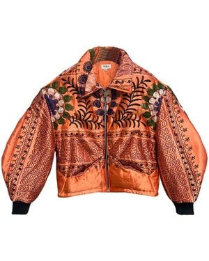 Zasta Studio Unknown Tapestries Silk Bomber Jacket Medium - Red