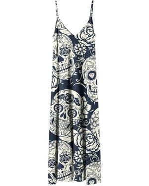 Aloha From Deer Skull Flower Maxi Dress - Blue