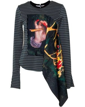 ARTISTA Gift Printed Satin Scarf Top - Black