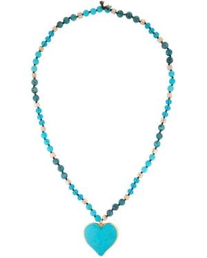 Saachi Heart Stone Beaded Necklace - Blue