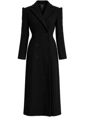 AVENUE No.29 Wool Double Breasted Long Coat - Black