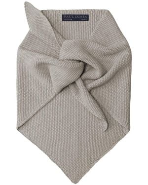 Paul James Knitwear Neutrals Cotton Beault Textured Triangle Scarf - Grey