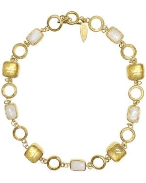 Farra Prehnite And Moonstone Charms Choker Necklace - Metallic