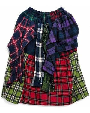 Zasta Studio Deconstructed Flannel Skirt A - Blue