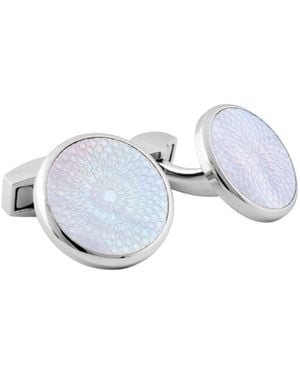 Tateossian Rotondo Guilloche Semi-Precious Cufflinks With Mother Of Pearl - White
