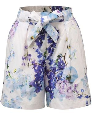 Smart and Joy Macro Floral Print Short - Blue