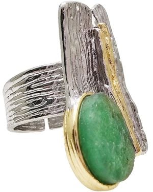 Farra Aventurine Stone Setting Statement Ring - Green