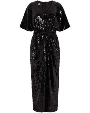 NALÈ Sequin Palazzo Jumpsuit With Satin Lining & Detachable Belt - Black