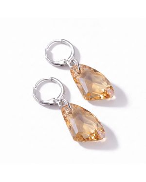 Modenaire Crystal Drop Earrings Elegant Dangle Jewellery - Metallic