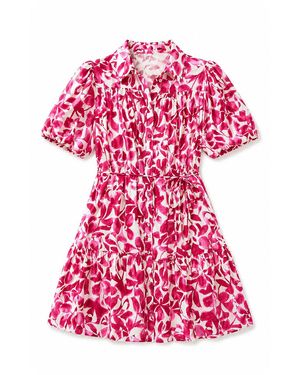 Yumi' Floral Print Viscose Relaxed Shirt Dress - Pink