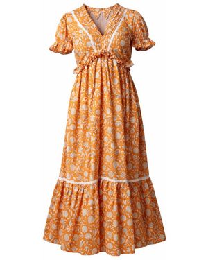 Echo of Pink Midi Dress - Orange