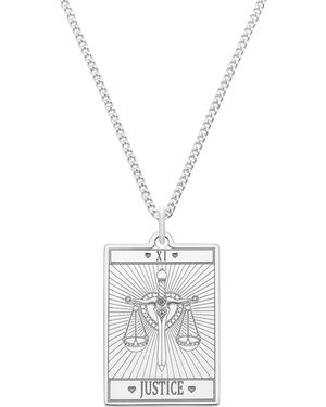 CarterGore Large Sterling “Justice” Tarot Card Necklace - White