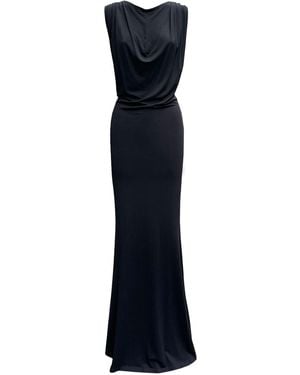 Imaatu Oshun Viscose Waterfall Drape Ruched Maxi Dress - Black