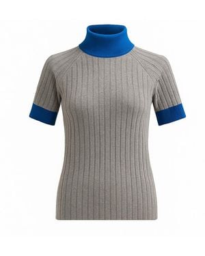 BEIRA Astrid Merino And Cashmere ¾-Sleeve Luxury Knitwear Turtle Neck Top - Grey