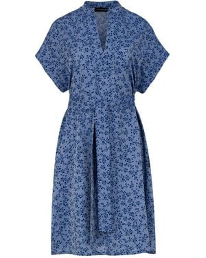 Conquista Floral Print Dress With Side Slits - Blue