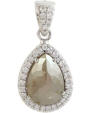 Artisan Pear-Cut Rose-Cut Ice Diamond Halo Pendant - Metallic
